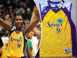 NEW Lisa LESLIE #9 Los Angeles Sparks 90s CHAMPION jersey L gold WNBA vintage
